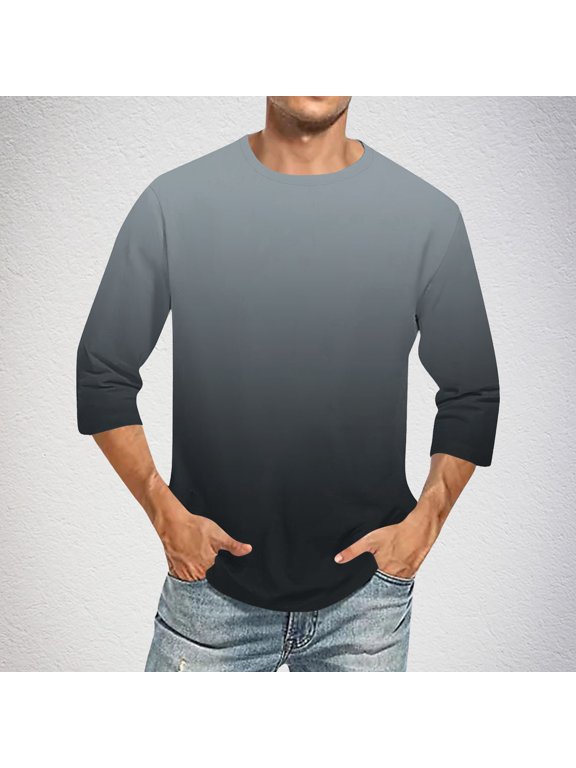 Wancir Tie Dye Shirts Gradient Tshirt Mens 3/4 Length Tshirts Jersey Baseball Tshirts Crew Neck Casual Soft Regular Fit Tees