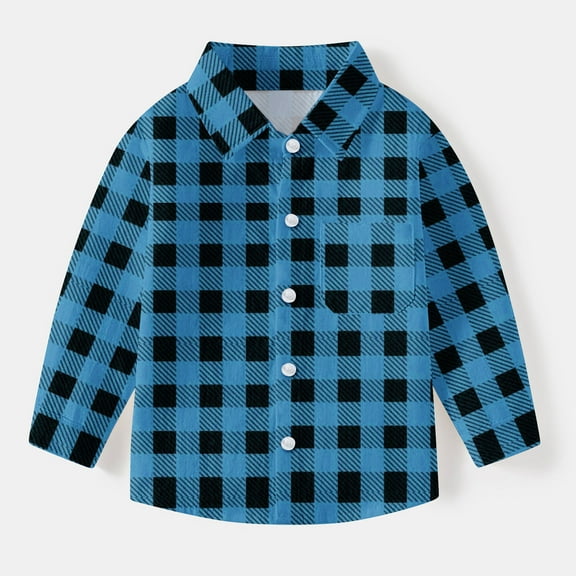 Wancir Toddler Baby Boys Plaid Flannel Shirt Long Sleeve Button Down Shirts