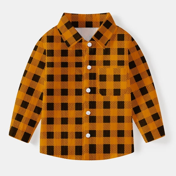 Wancir Toddler Baby Boys Plaid Flannel Shirt Long Sleeve Button Down Shirts