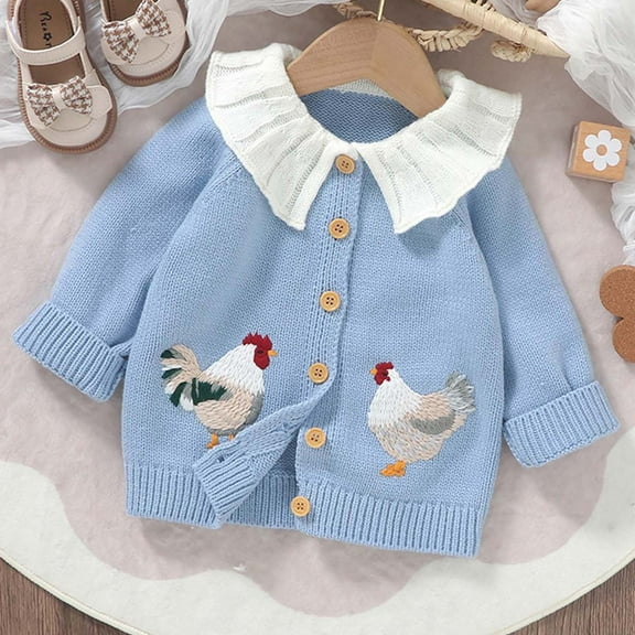 Wancir Toddler Baby Girl Boy Knit Cardigan Sweater Round Neck Long Sleeve Open Front Sweater Infant Fall Winter Clothes
