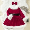 thumbnail image 1 of Wancir Toddler Baby Girl Christmas Dress Santa Claus Red Velvet Dress Long Sleeve Furry Princess Dress with Headband Outfit, 1 of 8
