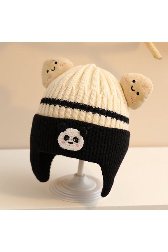 Wancir Toddler Baby Winter Hat Warm Fleece Lined Knit Kids Hat with Earflap Infant Newborn Pom Pom Beanie Knit Cap Girls Boys
