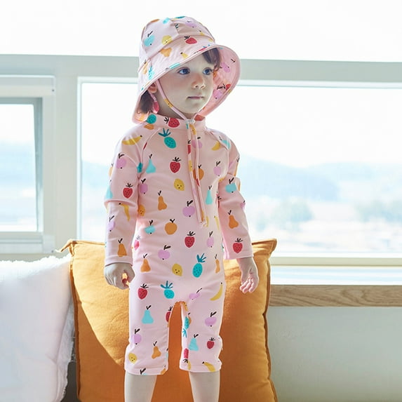 Wancir Toddler Boy Swimwear One Piece Zip Swimwear Baby Rash Guard Long Sleeve Swimsuit UPF 50+ Sun Protection