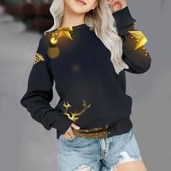 Wancir Toddler Boys Girls Christmas Sweatshirts Kids Ugly Xmas Pullover Funny Santa Reindeer Truck Shirts Tops 1-12 Years