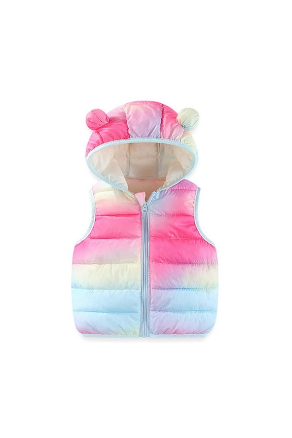 Wancir Toddler Boys Girls Hooded Puffer Vest Padded Warm Winter Jacket Sleeveless Bear ears Zipper Up Coat 0-6Y