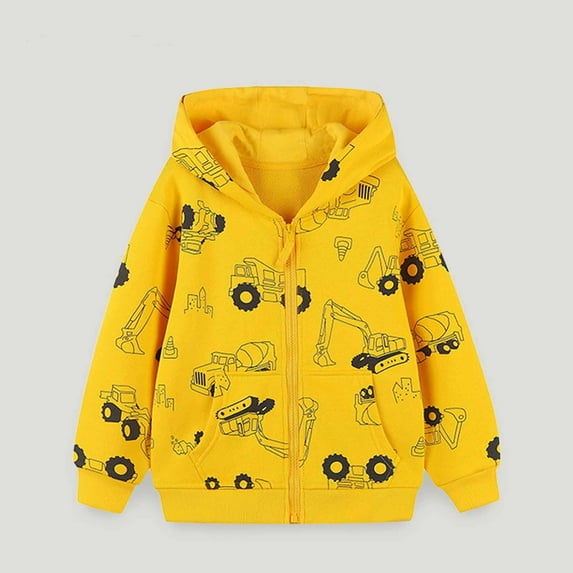 Wancir Toddler Boys Hoodies Excavator Sweatshirt Baby Boys Jacket Zipper Hoodie Top Kids Coat Winter Long Sleeve Hooded Shirts 1-7T