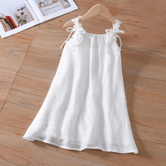 Wancir Toddler Dress Baby Girls Cotton Linen Ruffle Sleeve Tiered Swing Casual Summer Boho Dresses