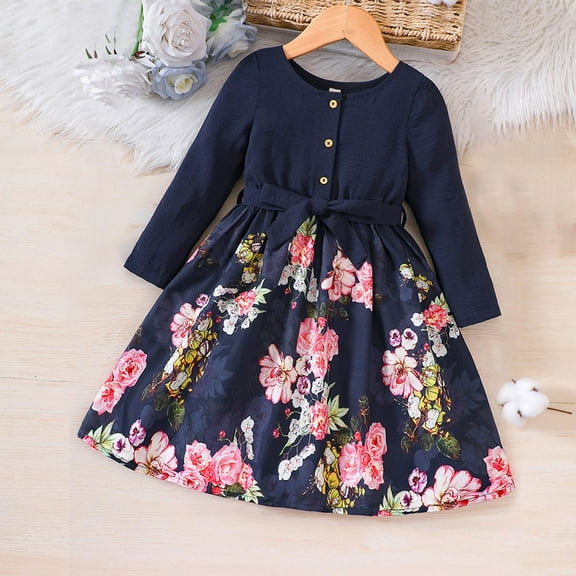 Wancir Toddler Girls Tulle Dresses Fall Long Sleeves Flower Tutu Party Dress for Little Girl Birthday Wedding Guest