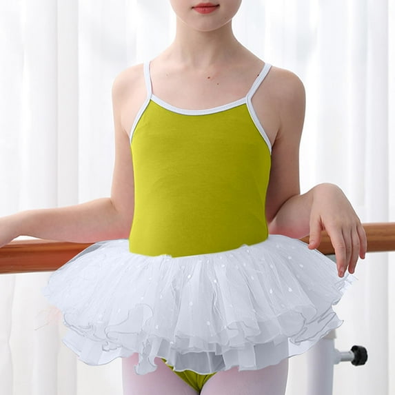 Wancir Toddler Girls Tutu Dresses Strap Shiny Tulle Ballet Leotard Ballerina Costume for Dance 3-14T
