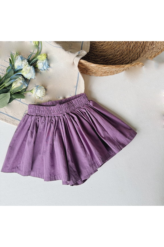 Wancir Toddler Kids Girls Y2K Bubble Shorts Elastic High Waist Ruffle Shorts Summer Fashion Wide Leg Bloomers
