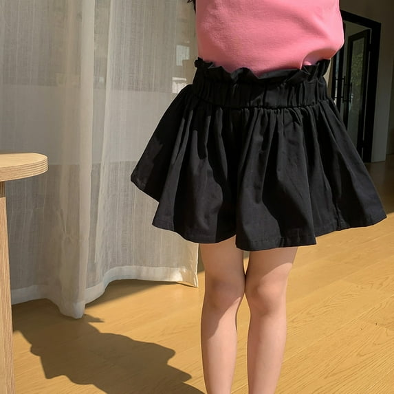 Wancir Toddler Kids Girls Y2K Bubble Shorts Elastic High Waist Ruffle Shorts Summer Fashion Wide Leg Bloomers