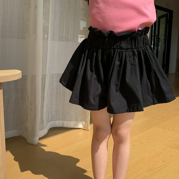 Wancir Toddler Kids Girls Y2K Bubble Shorts Elastic High Waist Ruffle Shorts Summer Fashion Wide Leg Bloomers