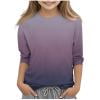 Wancir Tops for Teen Girls Gradient Color Crewneck 3/4 Sleeves Shirts Soft Comfy Loose Fit Basic Tee for Girls 5-12 Years