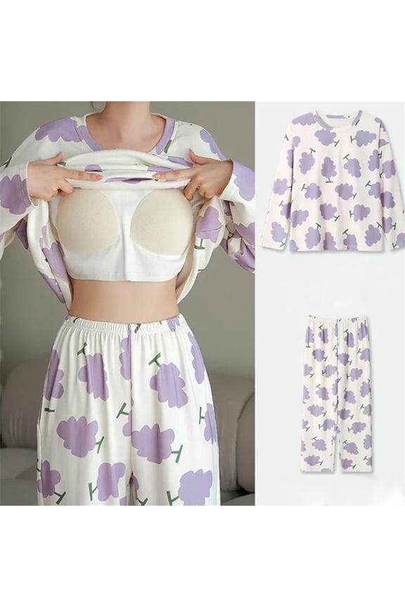 Wancir Trends Womens Pajama Sets Two Piece Sleep Shirt Short Sleeve Cartoon Print Pj Set Tops with Capri Pants Sleepwear