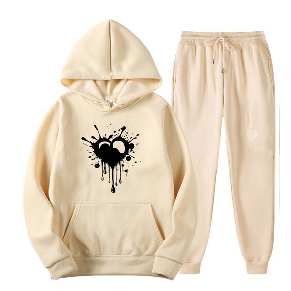 Wancir Two Piece Outfits Sweatsuits for Women Set Printed Hoodie and Sweatpants Set Jogging Suits with Kangaroo Pockets