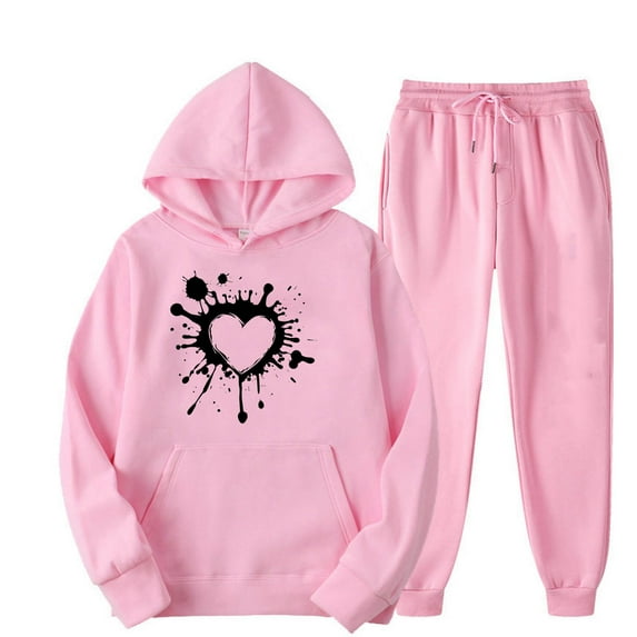 Wancir Two Piece Outfits Sweatsuits for Women Set Printed Hoodie and Sweatpants Set Jogging Suits with Kangaroo Pockets