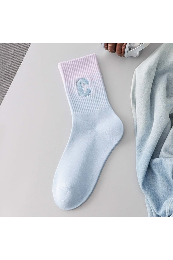 Wancir Unisex Fashion Patterned Casual Crew Socks Novelty Solid Color Embroidered Above Ankle Socks Gift Ideas