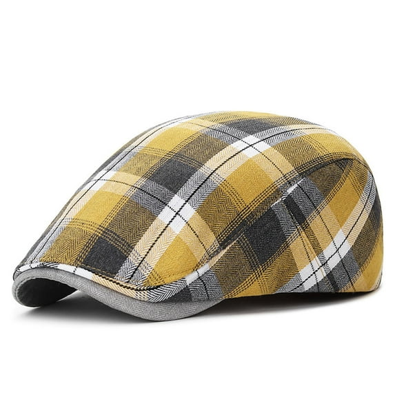 Wancir Unisex Newsboy Hat Adjustable Flat Cap Cotton Plaid Gatsby Ivy Golf Cabbie Hat