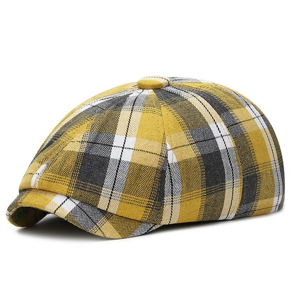 Wancir Unisex Newsboy Hat Adjustable Flat Cap Cotton Plaid Gatsby Ivy Golf Cabbie Hat