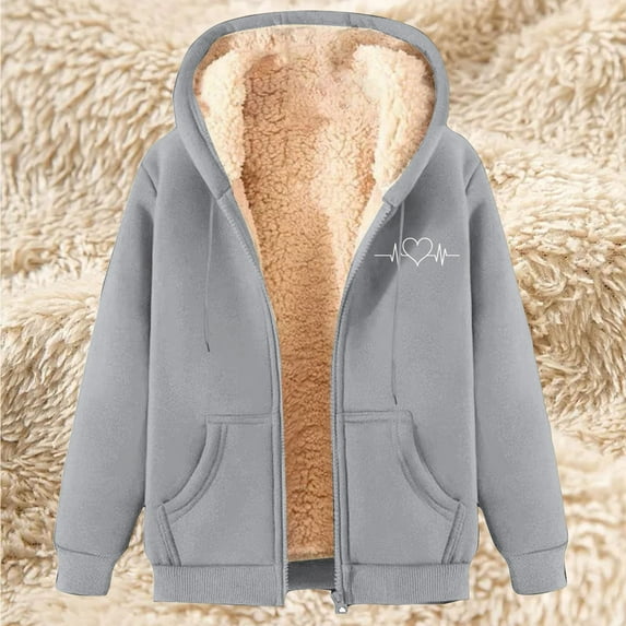 Wancir Unisex Women's Fleece Hoodie Jacket Cozy Sherpa Lined Zip Up Warm Hoodie Sweatshirt Winter Fluffy Sweater Hooded Coat