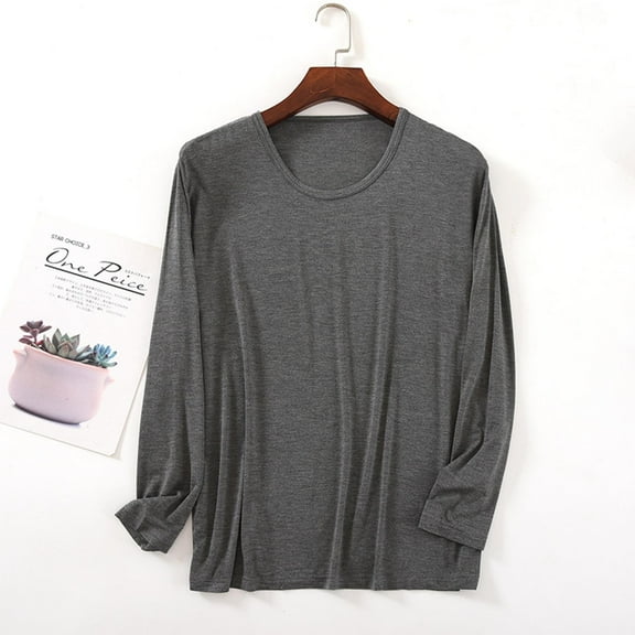 Wancir Viscose from Bamboo Men's Long Sleeve Tees Sun Protection Athletic Crew Neck Shirts for Pajamas L-4XL