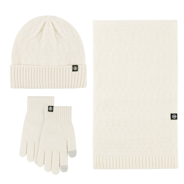 3 in 1 Set Womens Beanie with Pom Pom Long Scarf Neck Warmer Touchscreen Gloves Winter Beanie Hat Scarf Gloves Set for Women, Womens Beanie  main image 4