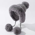 thumbnail image 1 of Wancir Winter Beanie Hats for Women with Ear Flaps Faux Fur Crochet Skull Cap Warm Outdoor Ski Snow Hats Pompoms, 1 of 3