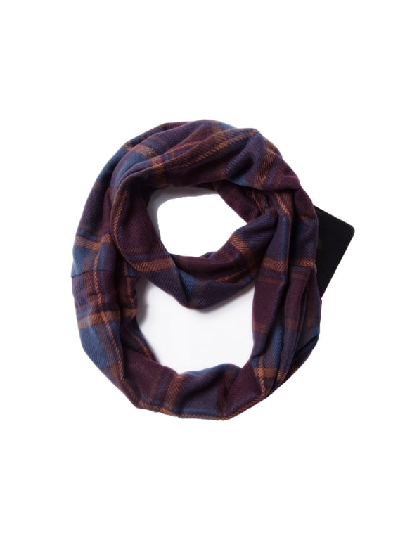 Wancir Winter Plaid Infinity Scarf with Hidden Zipper Pocket Fashion Travel Scarf for Women and Men