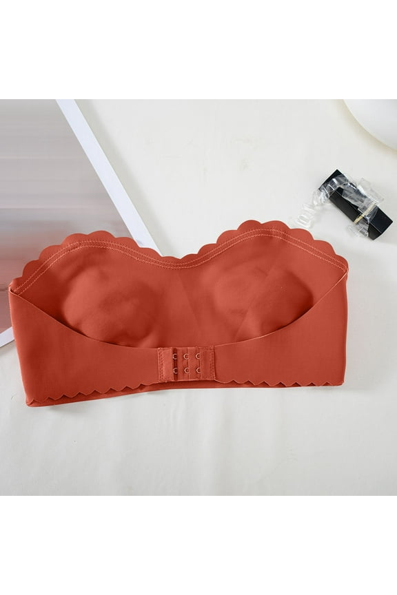 Wancir Wire-Free Front-Closure Bralette - Anti-Slip Strapless Design with Detachable Transparent Straps & Push-Up Support