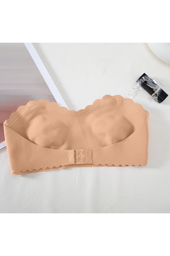 Wancir Wire-Free Front-Closure Bralette - Anti-Slip Strapless Design with Detachable Transparent Straps & Push-Up Support