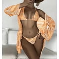 thumbnail image 1 of Wancir Women Bathing Suit 3 Piece Swimsuit Drawstring Bikini Set Long Sleeve Beach Cover Up Boho Swimwear Set with Boy Shorts, 1 of 3