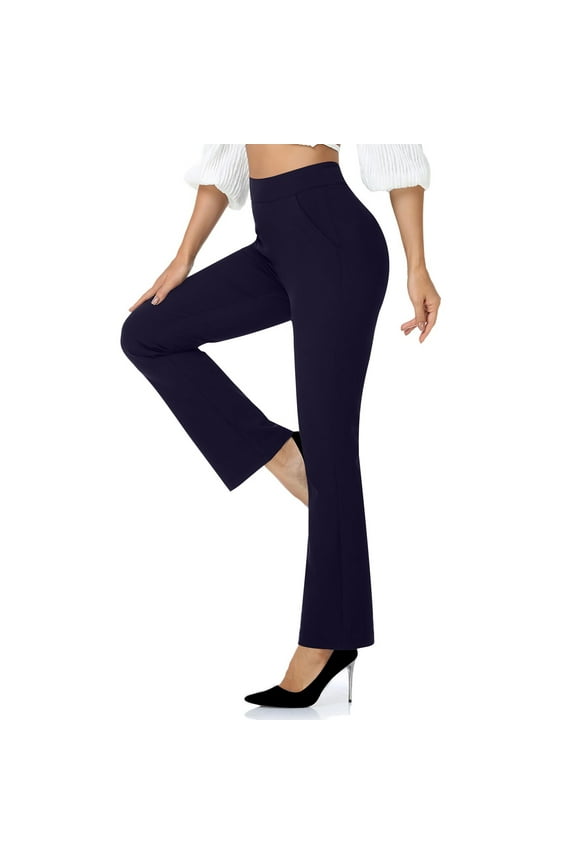 Wancir Women Bootcut Dress Pants Business Casual Work Pants with Pockets Pull On Regular Slacks for Office