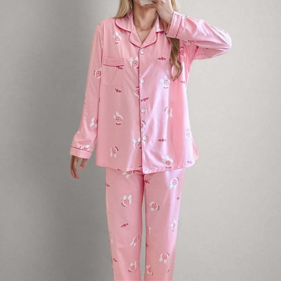 Wancir Women Christmas Pajamas Sets Xmas Long Sleeve Pants Pjs Sleepwear Santa Claus Printed Nightwear