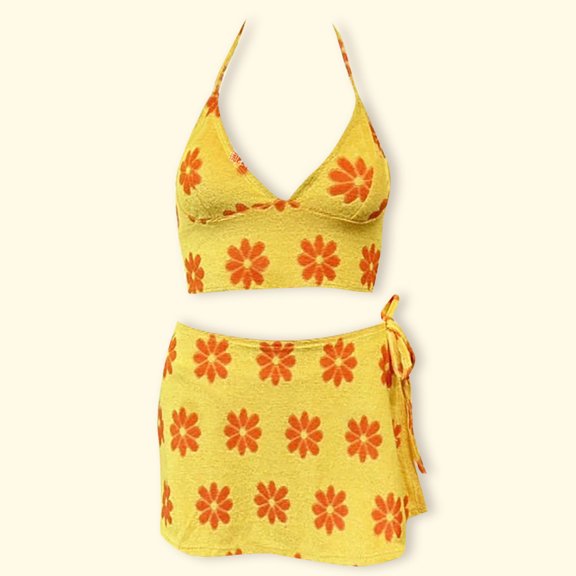 Wancir Women Cleavage Triangle Cami Tank 2 Piece Sets Tops Vest Swimsuit Bikini Tankini Sets for Women Matching