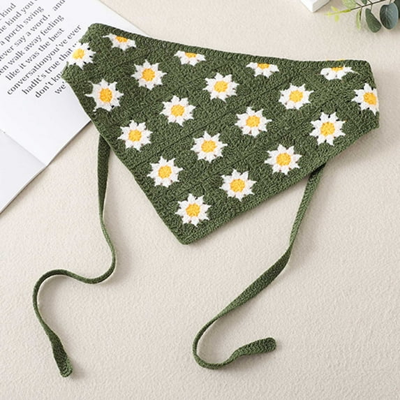 Wancir Women Crochet Hair Bandana Boho Knitted Head Scarf Kerchief Elegant Lace Neckerchief Fashion Accessory