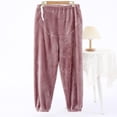 thumbnail image 1 of Wancir Women Elastic Solid Fuzzy Pants Belly Support Plush Pjs Bottom Leg Tight Fluffy Home Trouser Keep Warm Pajamas Pant, 1 of 3
