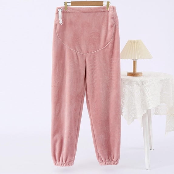 Wancir Women Elastic Solid Fuzzy Pants Belly Support Plush Pjs Bottom Leg Tight Fluffy Home Trouser Keep Warm Pajamas Pant