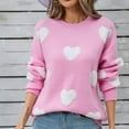thumbnail image 1 of Wancir Women Heart Print Sweater Romantic Oversized Knitted Shirt Valentine's Day Love Graphic Long Sleeve Pullover Top, 1 of 9