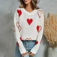 thumbnail image 1 of Wancir Women Heart Print Sweater Romantic Oversized Knitted Shirt Valentine's Day Love Graphic Long Sleeve Pullover Top, 1 of 9