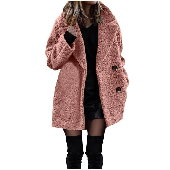 Wancir Women Long Sherpa Coat - Fuzzy Faux Fur Trench Jackets Winter Fleece Button Cardigan With Pockets