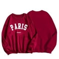 thumbnail image 1 of Wancir Women Long Sleeve PARIS Sweatshirts Round Neck Pullover Loose Lightweight Blouse Tops, 1 of 4