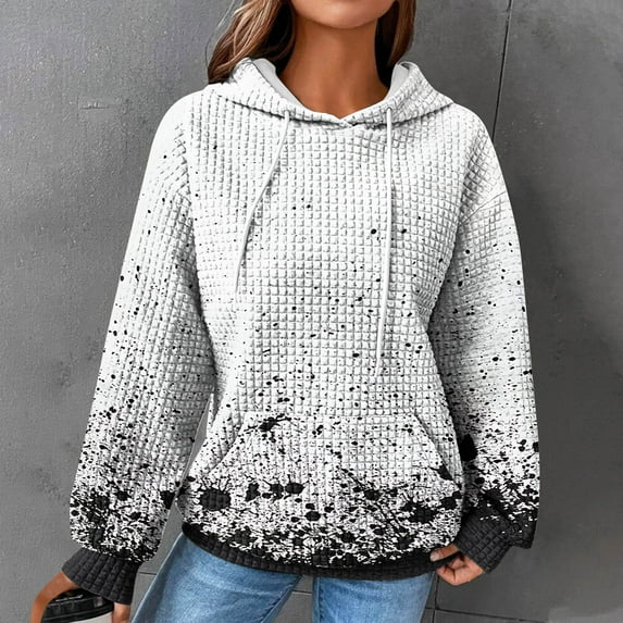 Wancir Women Pullover Hoodies Kangaroo Pocket Sweatshirt Long Sleeve Solid Basic Top