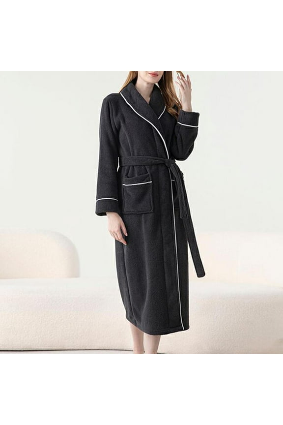 Wancir Women Robes Long Knit Bathrobe Soft Sleepwear Comfortable Ladies Stretch Loungewear