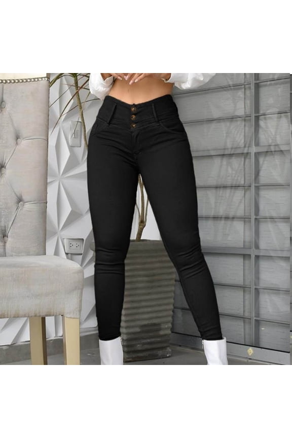 Wancir Women'S Spring/Summer Mid-Waist Pocket Overalls Casual Skinny Pants