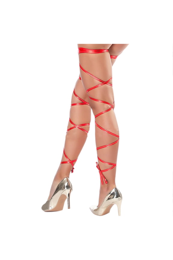 Wancir Women Sexy Leg Wraps for Rave Dancing Party Shiny Metallic Leg Wrap with O-Ring