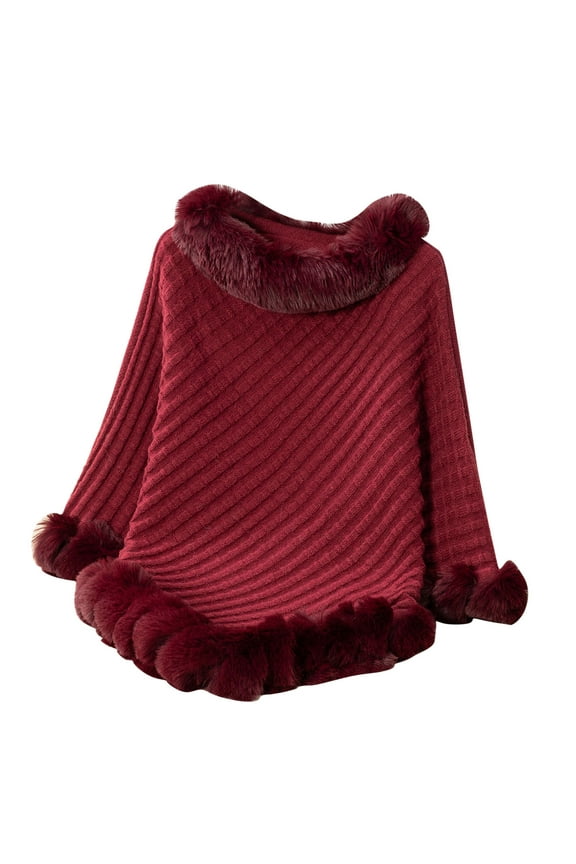 Wancir Women Solid Color Round-Neck Fall And Winter Loose Pullover Sweater Coat