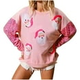 thumbnail image 1 of Wancir Women Sparkle Sequin Christmas Sweatshirt Santa Graphic Crewneck Sweater Long Sleeve Xmas Pullover Tops, 1 of 5