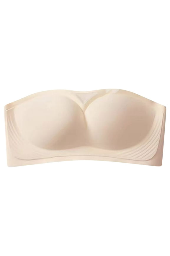 Wancir Women Strapless Bandeau Bra Non Slip Stretch Push Up Air Permeable Hollow Mesh Wireless Backless
