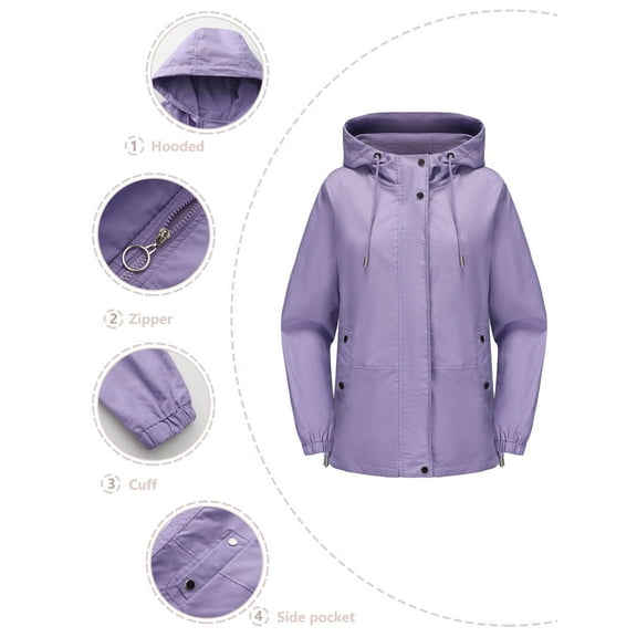 Wancir Women Waterproof Lightweight Rain Jacket Active Outdoor Hooded Raincoat
