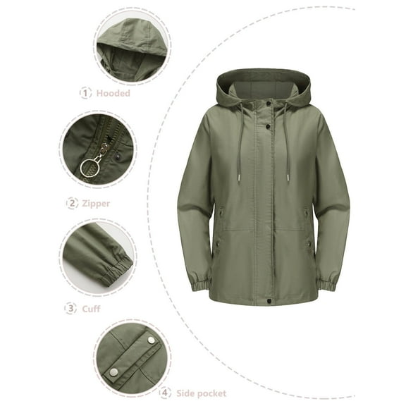 Wancir Women Waterproof Lightweight Rain Jacket Active Outdoor Hooded Raincoat